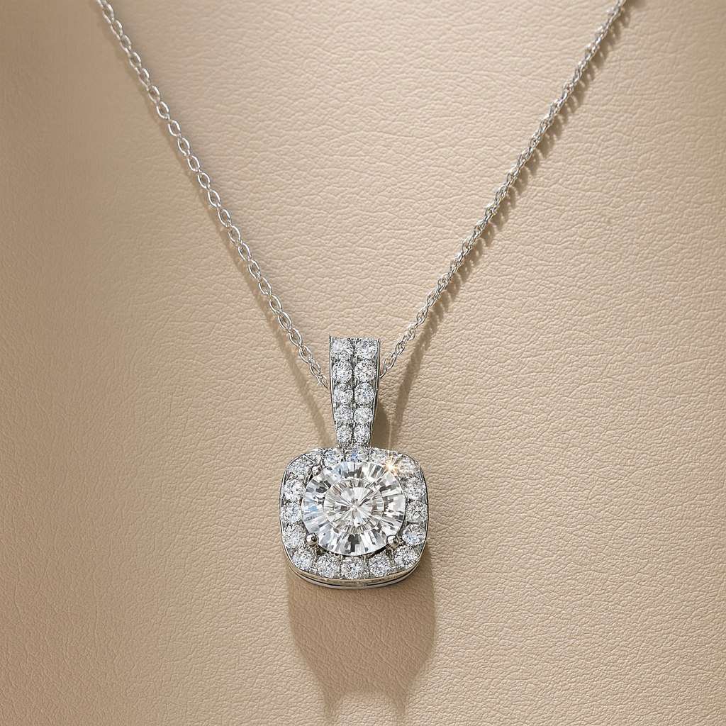 Selene Moissanite Pendant Necklace | 925 Sterling Silver – Arvea