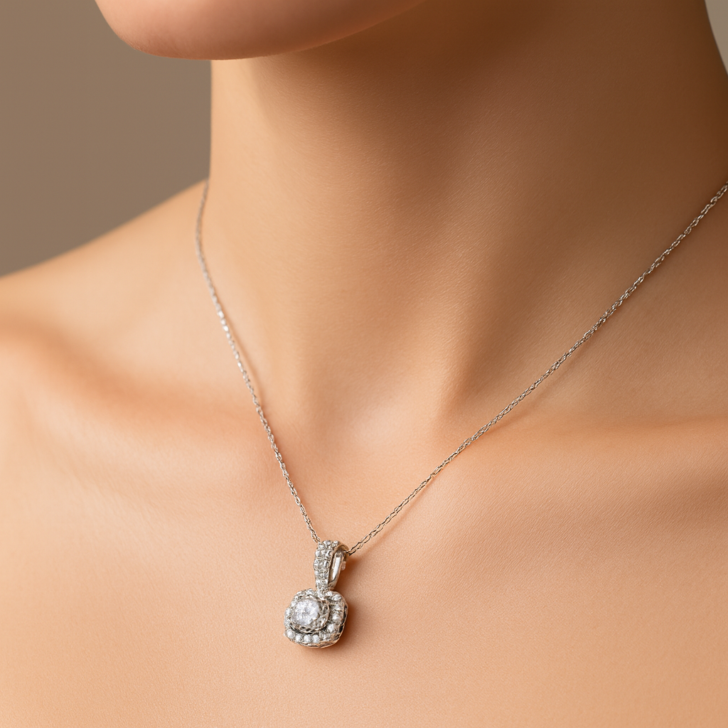 Selene Moissanite Pendant Necklace | 925 Sterling Silver – Arvea