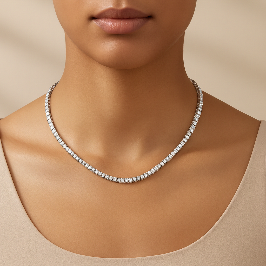 Moissanite Tennis Necklace | 925 Sterling Silver – Arvea
