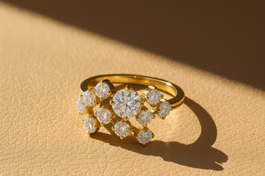 Starlight Moissanite Ring | 18K Gold-Plated Sterling Silver – Arvea