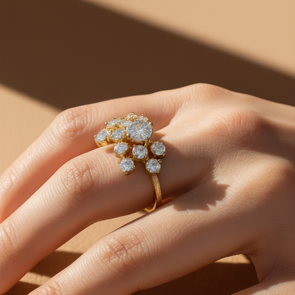 Starlight Moissanite Ring | 18K Gold-Plated Sterling Silver – Arvea