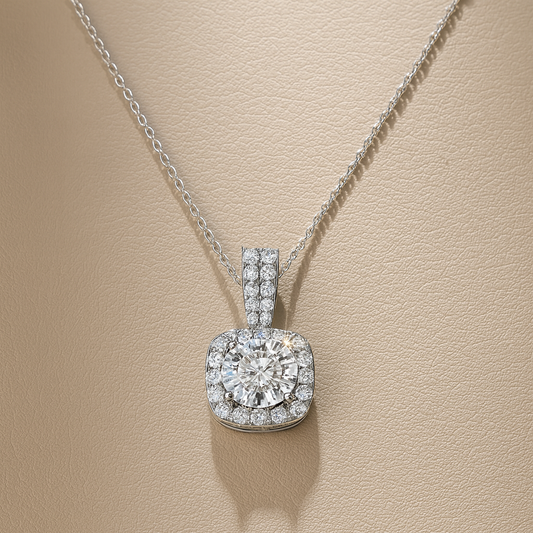Selene Moissanite Pendant Necklace | 925 Sterling Silver – Arvea