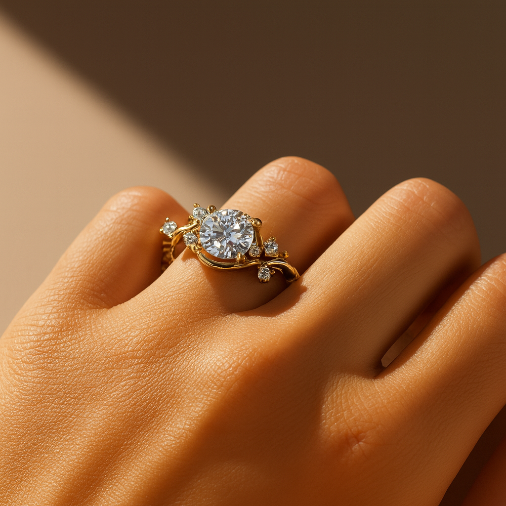 Verdant Vine Moissanite Ring | 18K Gold-Plated Sterling Silver – Arvea