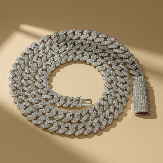 Iced Out Moissanite Cuban Link Necklace | 925 Sterling Silver – Arvea
