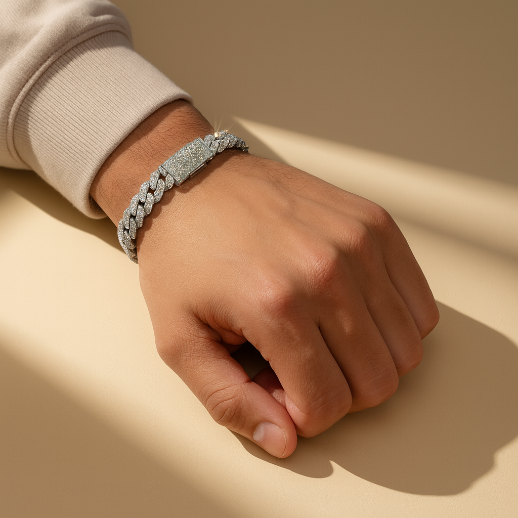 Iced Out Moissanite Cuban Link Bracelet | 925 Sterling Silver – Arvea