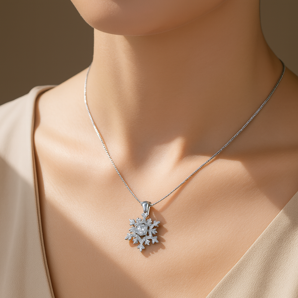 Iris Snowflake Moissanite Necklace | 925 Sterling Silver – Arvea
