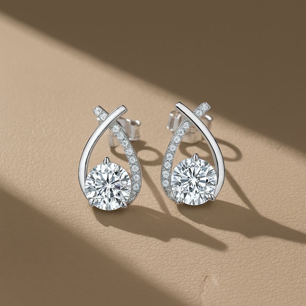 Diana Cross Moissanite Earrings | 925 Sterling Silver – Arvea