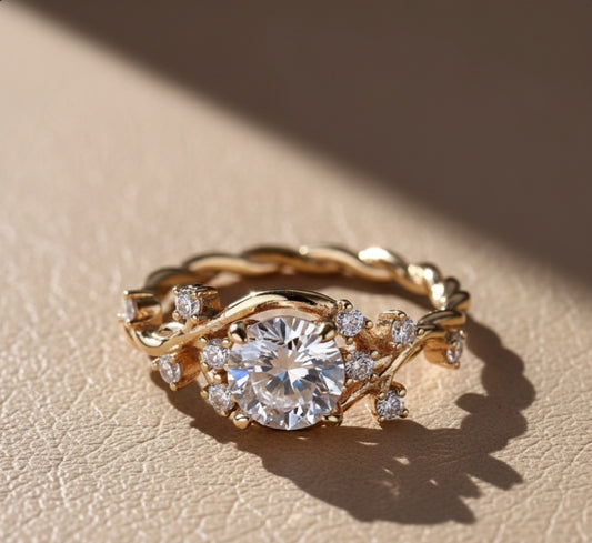 Verdant Vine Moissanite Ring | 18K Gold-Plated Sterling Silver – Arvea