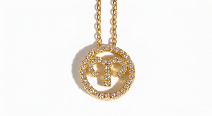 Aries zodiac pendant in 18k gold vermeil with lab-grown moissanite center stone - Arvea Jewelry