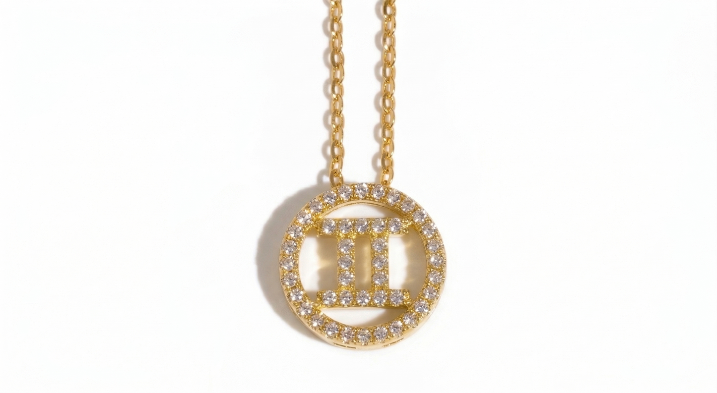 Gemini zodiac pendant in 18k gold vermeil with lab-grown moissanite center stone - Arvea Jewelry