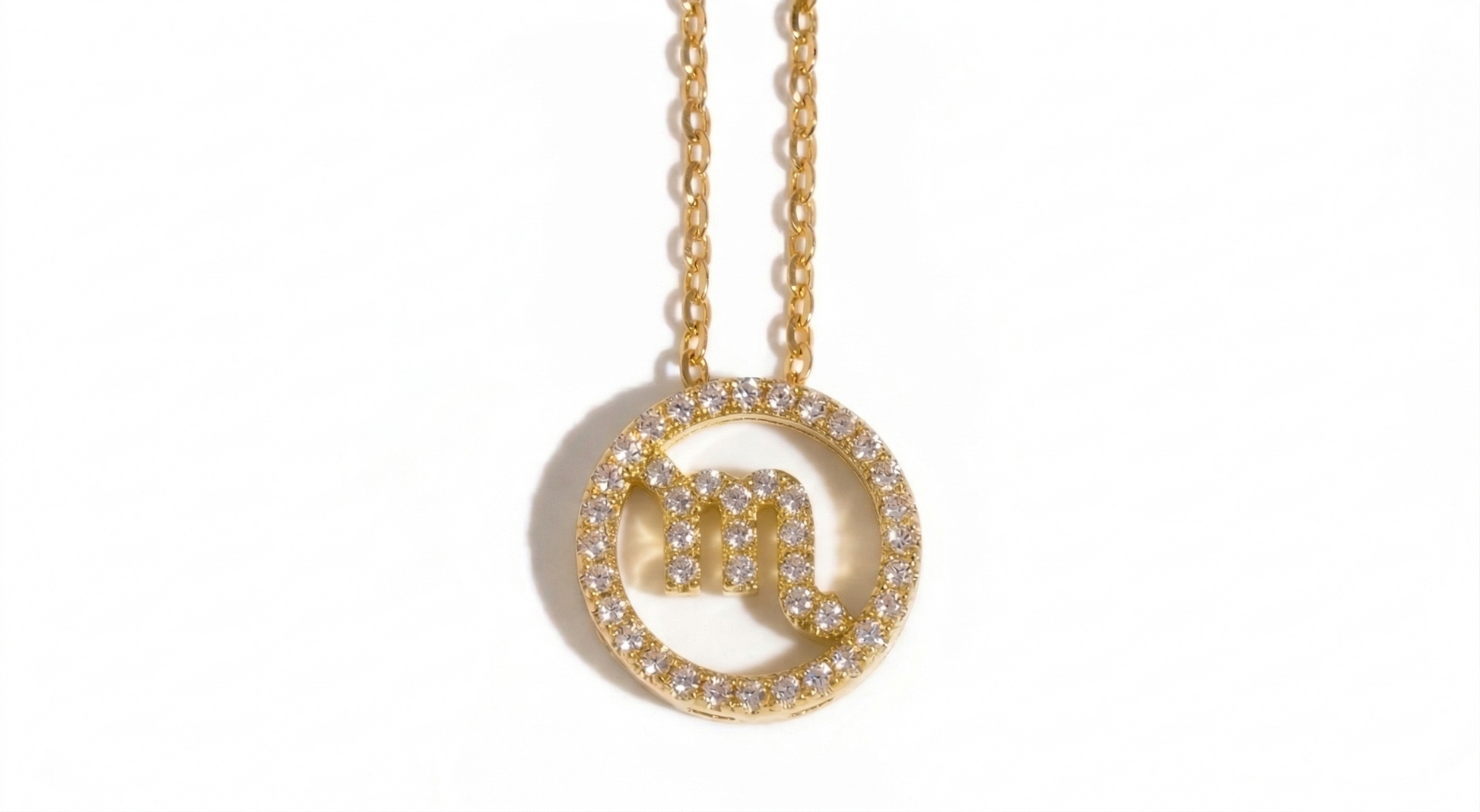 Scorpio zodiac pendant in 18k gold vermeil with lab-grown moissanite center stone - Arvea Jewelry