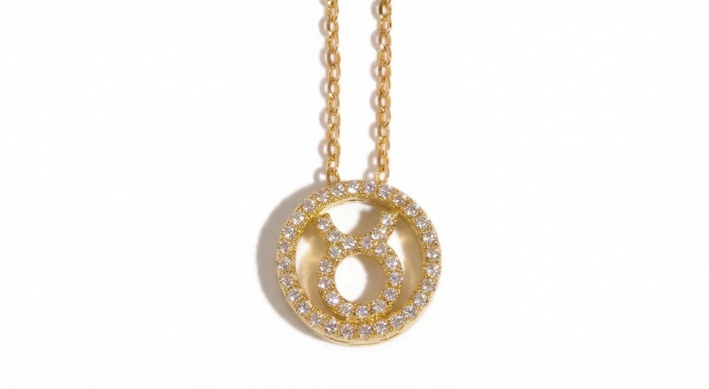 Taurus zodiac pendant in 18k gold vermeil with lab-grown moissanite center stone - Arvea Jewelry